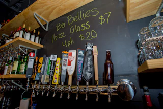 row of beer taps