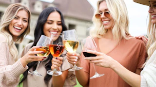 Chateau elan clinking glasses