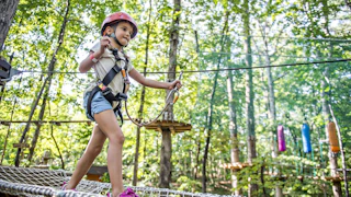 girl getting ready zipline