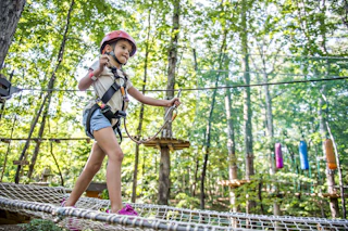 girl getting ready zipline